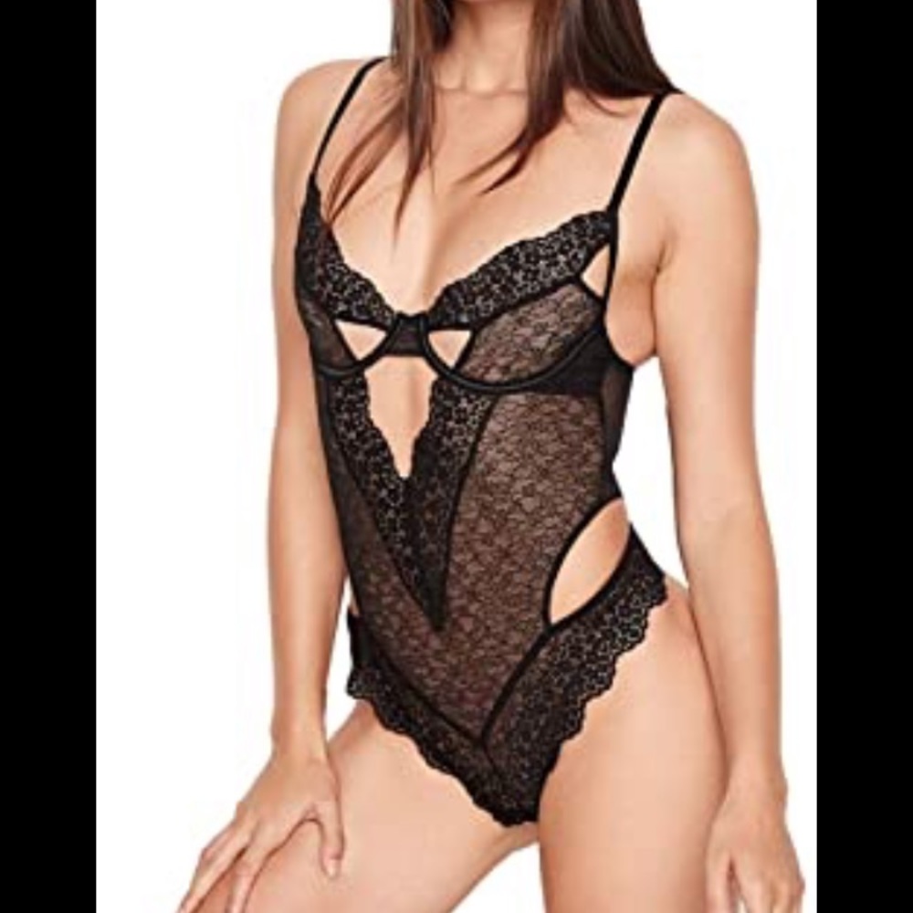 NWT VS Floral Embroidered Cutout Teddy